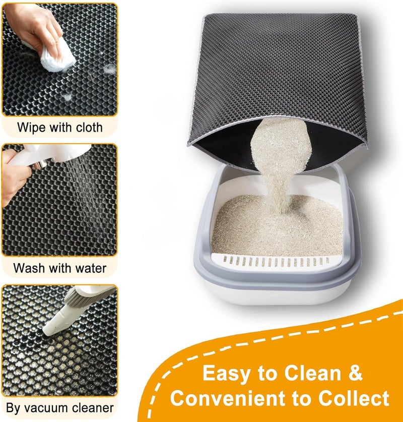 UF-SHARP Cat Litter Mats-Extra Large 47''x36'' Litter Trapping Mat for Cat-XXL Litter box Matt for Floor-2 Layer Catcher Rug for Pet kitty Litterbox-Waterproof Urine Proof,Non-Slip - Image 2